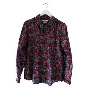 Foxcroft Paisley Button Down Bohemian Wrinkle Free Collar Long Sleeves M #2240